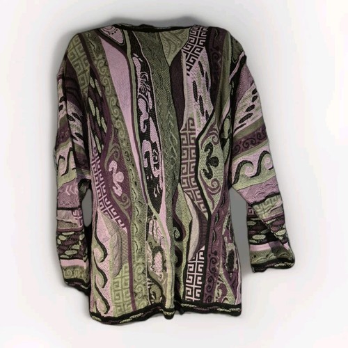 Bergatti XL Coogi Style Sweatshirt Purple Vintage Heavy Knit Hip Hop Style Y2k - Picture 2 of 24