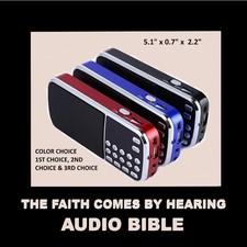 FAITH COMES BY HEARING AUDIO BIBLE.  CHOOSE FROM ONE OF THREE BIBLE TRANSLATIONS