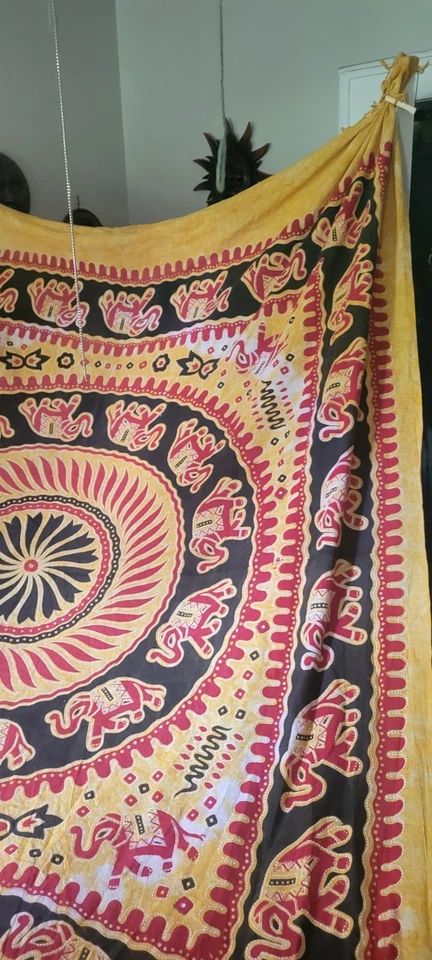 Tie Dye Elephants Mandala Red Brown Wall Hanging Art - Image 2 of 4