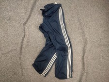 Vintage 80's Adidas Track Pants baggy Navy Blue Polyamide 3-Stripes Made in Kore