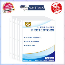65 Pack Clear Sheet Protectors, 8.5 x 11 inch Page Protectors for 3 Ring Binder