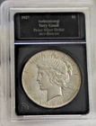 1927 D US Peace Silver Dollar VF (Cleaned) Bradford Case