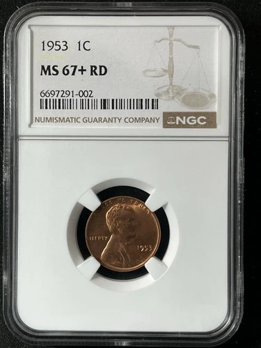 1953  1C RD  Lincoln Wheat One Cent NGC MS67+RD   6697291-002