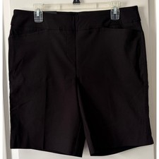 Hilary Radley Women’s Size Large Bermuda Shorts 9” Inseam Black and Stretchy NWT
