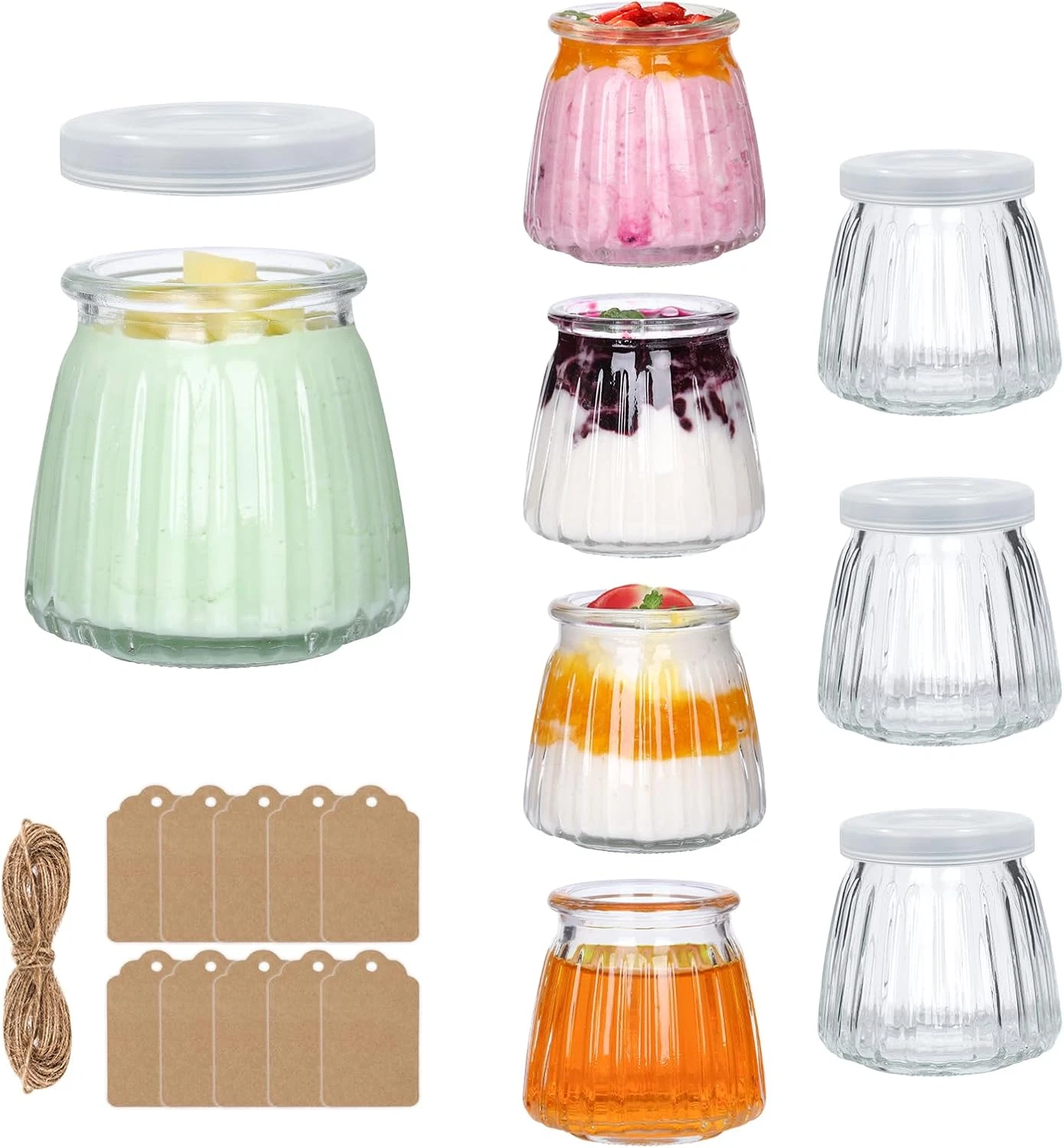 4 Oz Clear Glass Mini Jars with Lids - Set of 8, Perfect for Yogurt, Jams, Honey