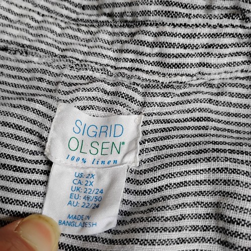 Sigrid Olsen Top 2x Leinen Button Down Hemd Rollriegel Kapsel Büro Freizeit - Bild 13 von 14
