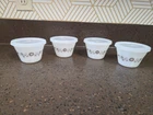 Dynaware Pry-O-Rey Milk Glass Custard Cups Brown Floral Bowls With Lids Set Of 4