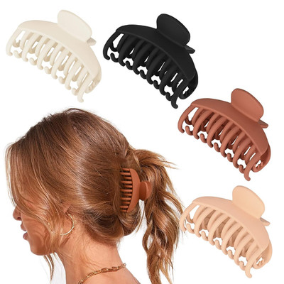 DEEKA 4 PCS Double Row Teeth Hair Claw Clips 2.5'' Medium Hair Clips for Thin Hai