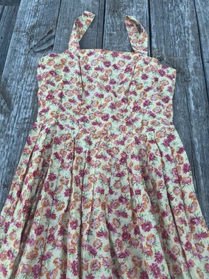 Laura Ashley 100% Cotton Dress Sleeveless Long Dress Vintage Look Classic