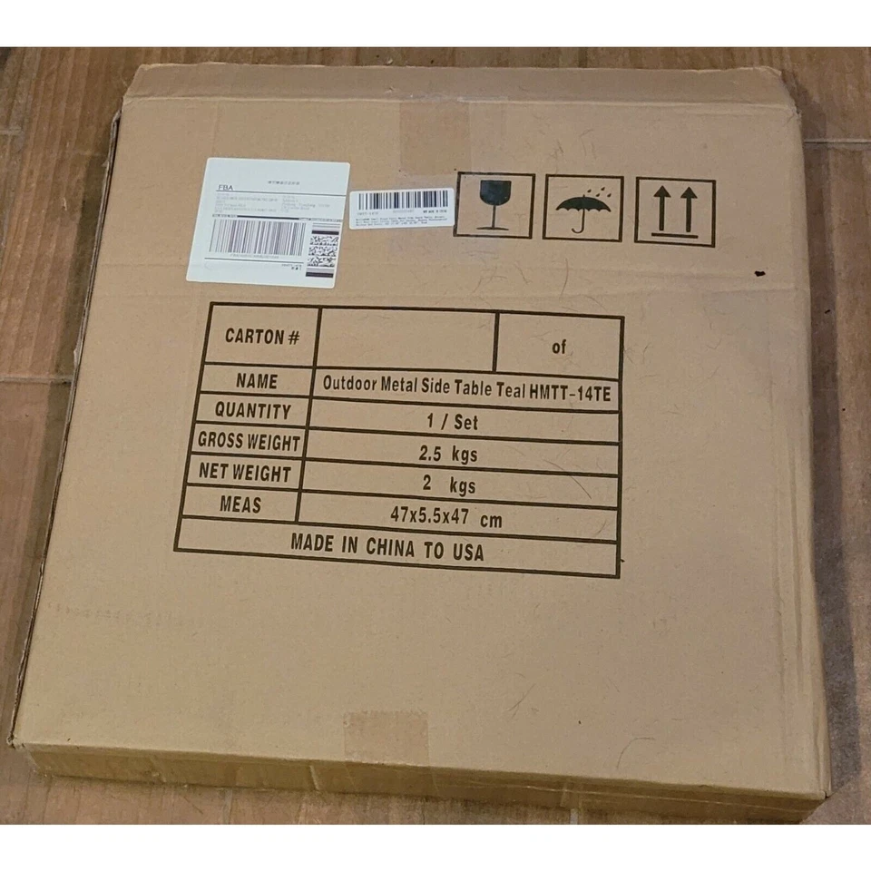 HollyHOME Small Round Metal Side Table Patio Accent Anti-Rust Steel Teal New - Image 3 of 3