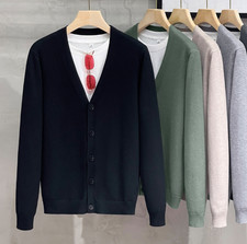 Men's Cardigan Sweaters V Neck Button Down Jumpers Spring Fall Casual Coat Gift