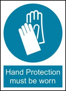 Hand Protection Must Be Worn Safety PPE Warning Self Adhesive Vinyl Sticker