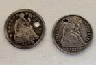 Seated Liberty Silver Half Dime 1848-O & 1872 Circulated Coins