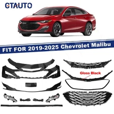 Front Bumper Grille Assembly for 2019-2025 Chevy Malibu w/Fog Light Glossy black