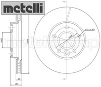 2X Bremsscheibe Metelli 23-1475C 2 Bremsscheiben Vorderachse Vorne FüR Volvo
