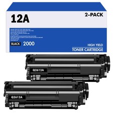 2PK Q2612A 12A Black Toner Cartridge Fits HP LaserJet 1010 1012 1018 1020 3055