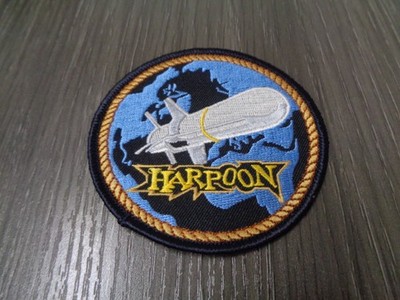 1970s Vintage USN US Navy Harpoon Anti-Ship Missile AGM-84 Patch 4'' LARGE ROUND