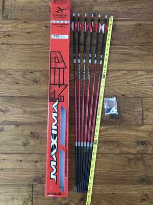 #ad Carbon Express Arrows Maxima Red Spine 350 6 Pack With INSERTS MPN CX50754 $74.97