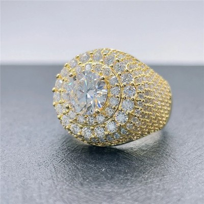 3 Ct Round Cut Simulated Diamond 14k Yellow Gold Plated Wedding Pinky Band Ring