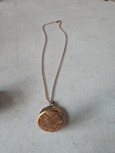 Authentic Antique Victorian Gold Plated With Chain Ornate Round Locket Pendant Two Photos