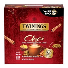 Twinings Chai Black Tea Individually Wrapped Bags, 100 Count Pack of 1 , Richly