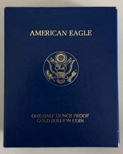 1987P American Gold Eagle 1/2 oz Proof Coin Box & COA United States Mint No Coin