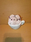 Gund Pusheen Snack Time Cat in a Teacup 3" Plush Keychain.