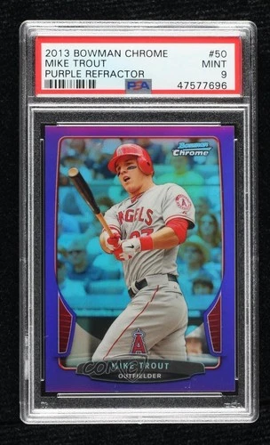 2013 Bowman Chrome Purple Refractor 127/199 Mike Trout #50 PSA 9 MINT