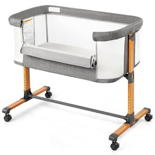 Baby Bassinet Bedside Bassinet, Baby Cradle Bed with Four-Sided Breathable Mesh