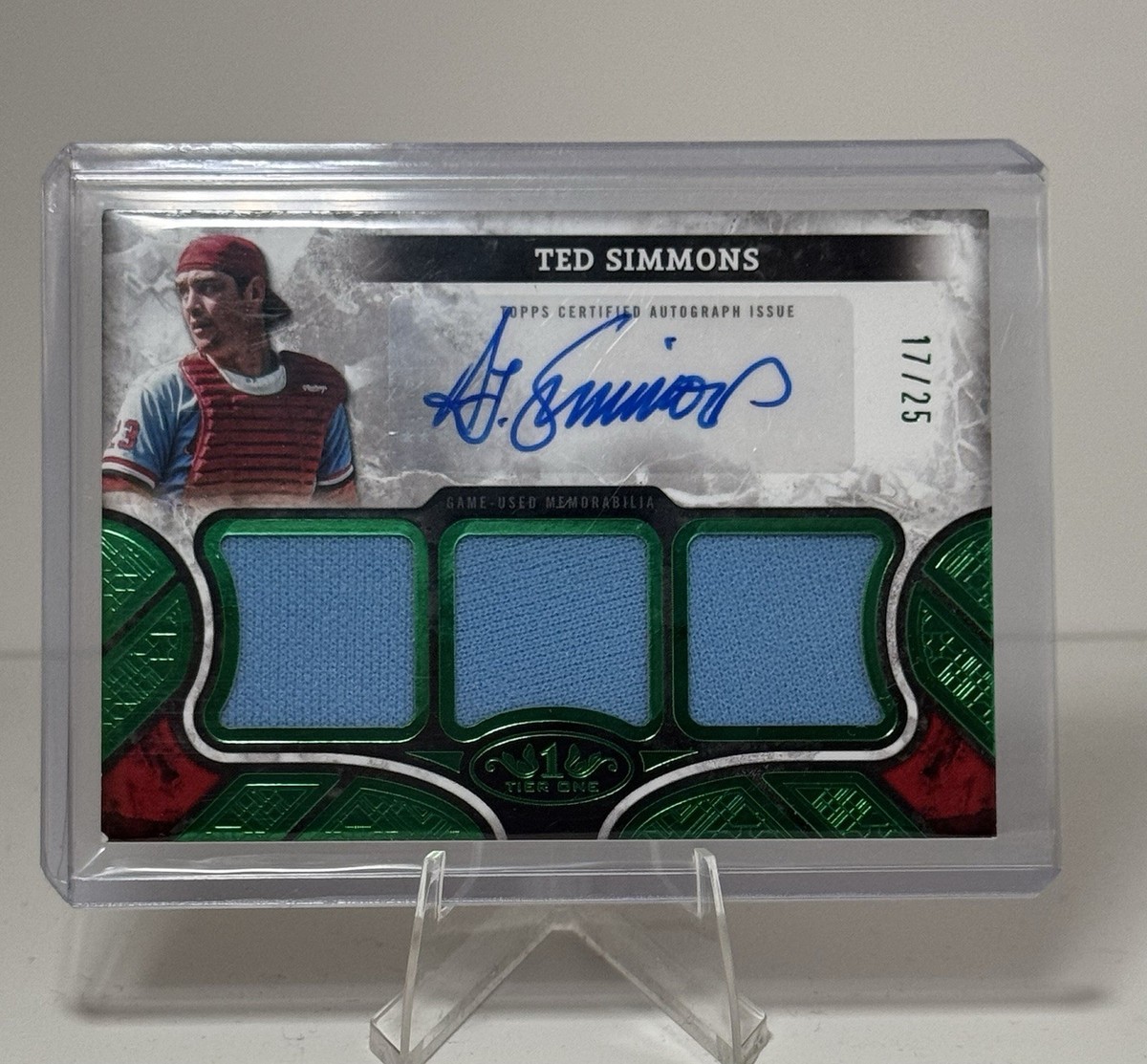 2025 Topps Tier One Autographed Relic Green Triple /25 Ted Simmons 