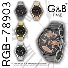 G&B Mens Metal Bracelet Quartz Wristwatch Col...