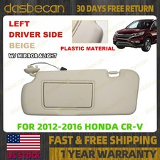 Left Driver Side Beige Sun Visor For Honda CR-V 2012-2016 W/ Light & Mirror