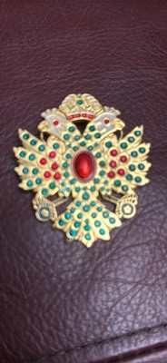 vintage ''CZARS: 400 Years of Imperial Grandeur'' double-headed eagle brooch,