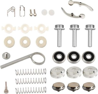Trumpet Repair Kit - Finger Buttons, Valve Cap, Piston Spring, Silver