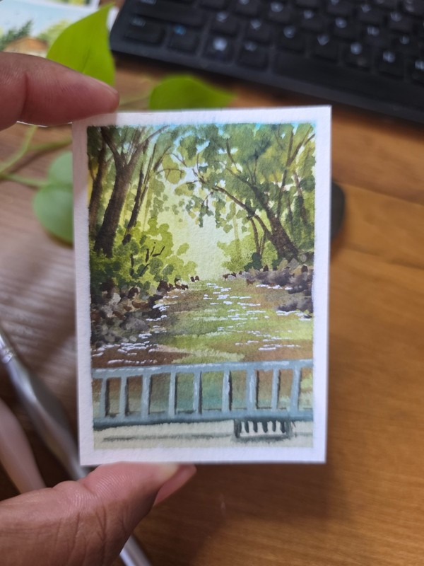 ACEO watercolor painting. Original Landscape