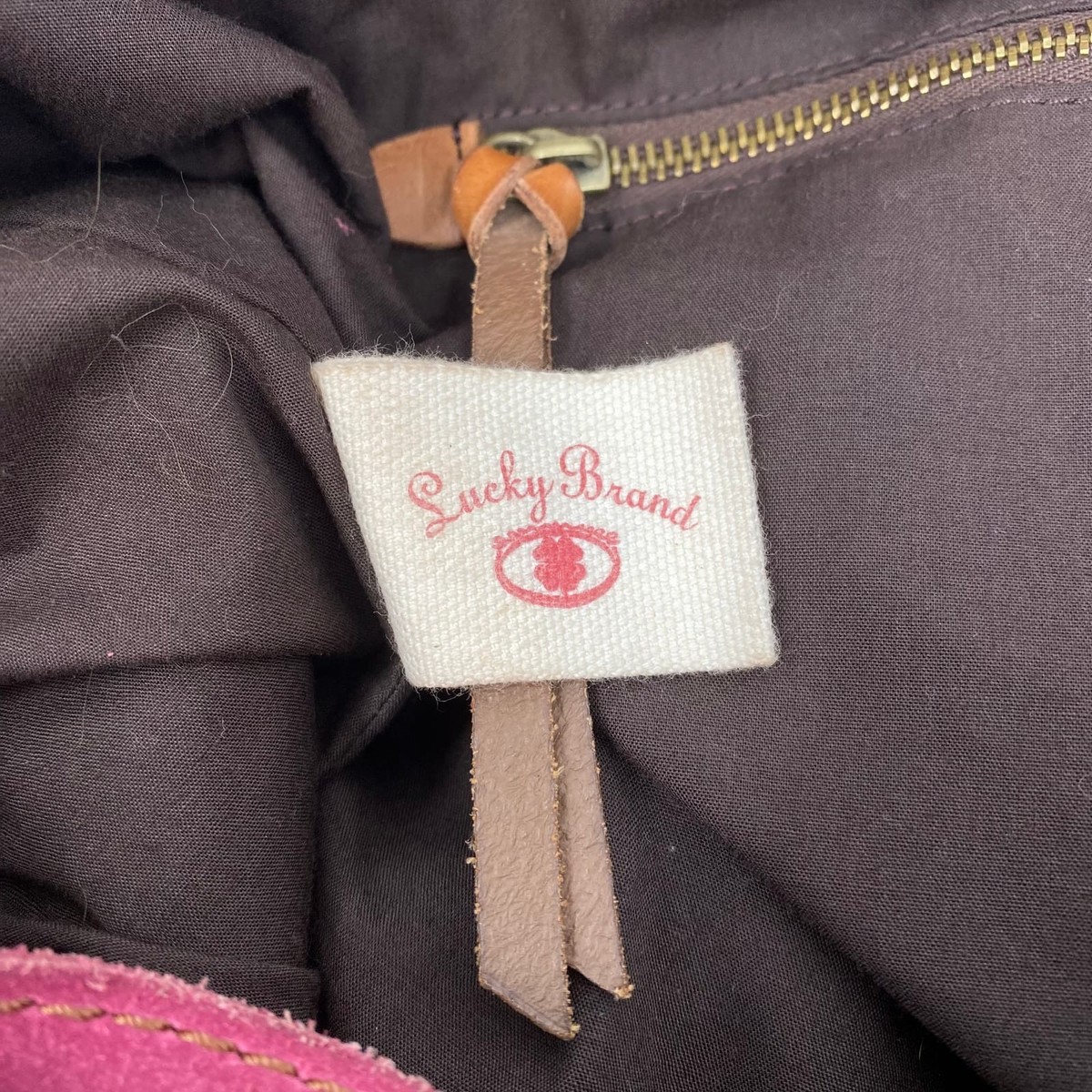 Lucky Brand Brown Purple Suede & Canvas Backpack | Women display picture 2