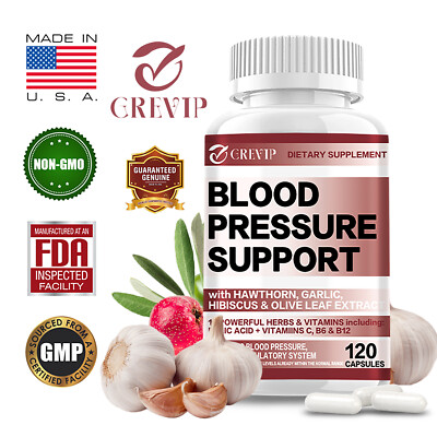 120pcs Blood Pressure Support-Hawthorn,Hibiscus,Olive Leaf-Cardiovascular Health