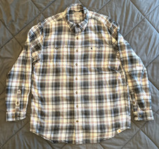 Carhartt Men  s Shirt XL Long Sleeve Plaid Flannel Relaxed Fit Blue Red White
