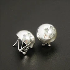 Shiny Sterling Silver Large 18mm Half Dome Stud Post Earrings Statement Fab!