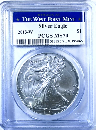 2013 -W American Silver Eagle - PCGS MS-70 - Struck at West Point