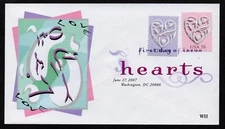 USA, SCOTT # 4151-4152, WII FDC COVER OF 2007 WEDDING HEARTS, DIGITAL COLOR DCP