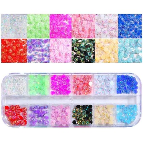 Nail Art Chain DIY Nail Accessor Set Polymer Clay 12 Grid Decor Pearl Flower - Picture 48 of 51