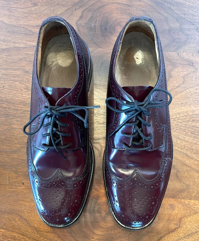 Bostonian Dark Red Laced Wing Tip Men's Shoes OXBLOOD Leather Upper 9-1/2 M - Image 3 of 4