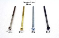 75mm Electrical Screws for Sockets Plugs Switches Finish Black Zinc Brass Chrome