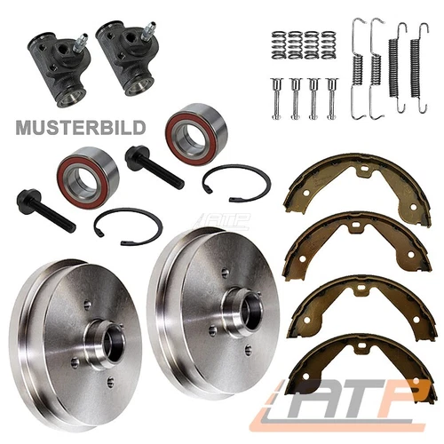 2x BREMSTROMMEL +BACKEN +BREMSZYLINDER HINTEN FÜR SEAT IBIZA SKODA FABIA VW POLO