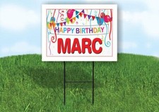 MARC HAPPY BIRTHDAY BALLOONS 18 in x 24 in Yard Sign Road Sign with Stand