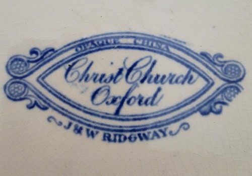 J&W Ridgway 10" Pearlware Dark Blue Dinner Plate Christ Church Oxford ☆1825 UK - Picture 6 of 9
