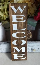 Welcome wood sign front door entry rustic farmhouse porch decor small 12 inch