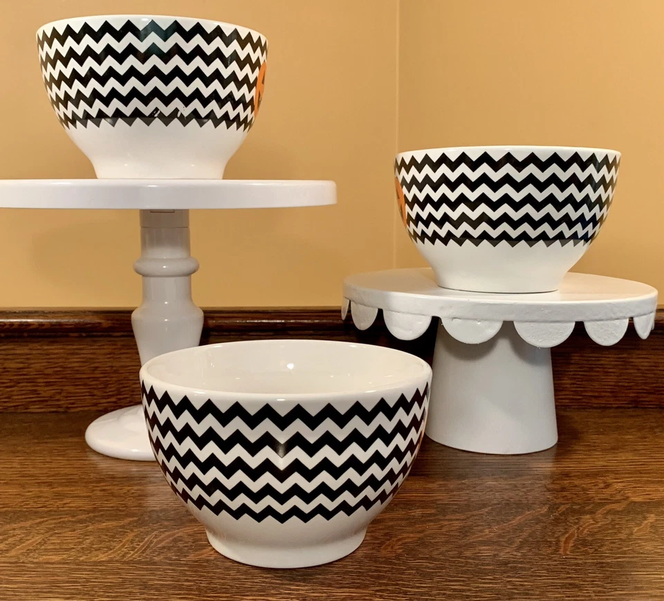 Lote de 3 cuencos de cereal Home Essentials JACK O LANTERN y blanco negro ZIG ZAG Foto 4 de 4