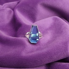 Natural Swiss Blue Topaz Solitaire Ring Size 925 Silver For Women